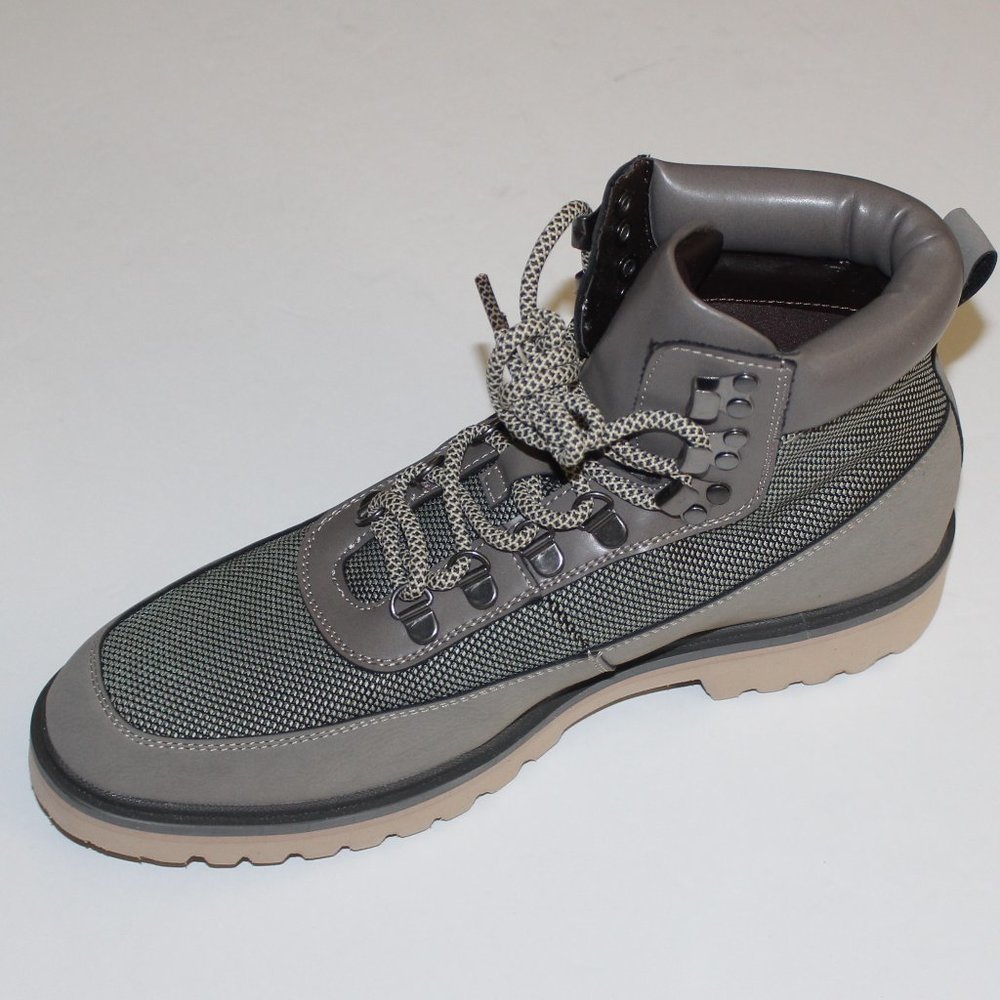 KENNETH COLE REACTION KALLOU GREY LUG SOLE COMBAT BOOT